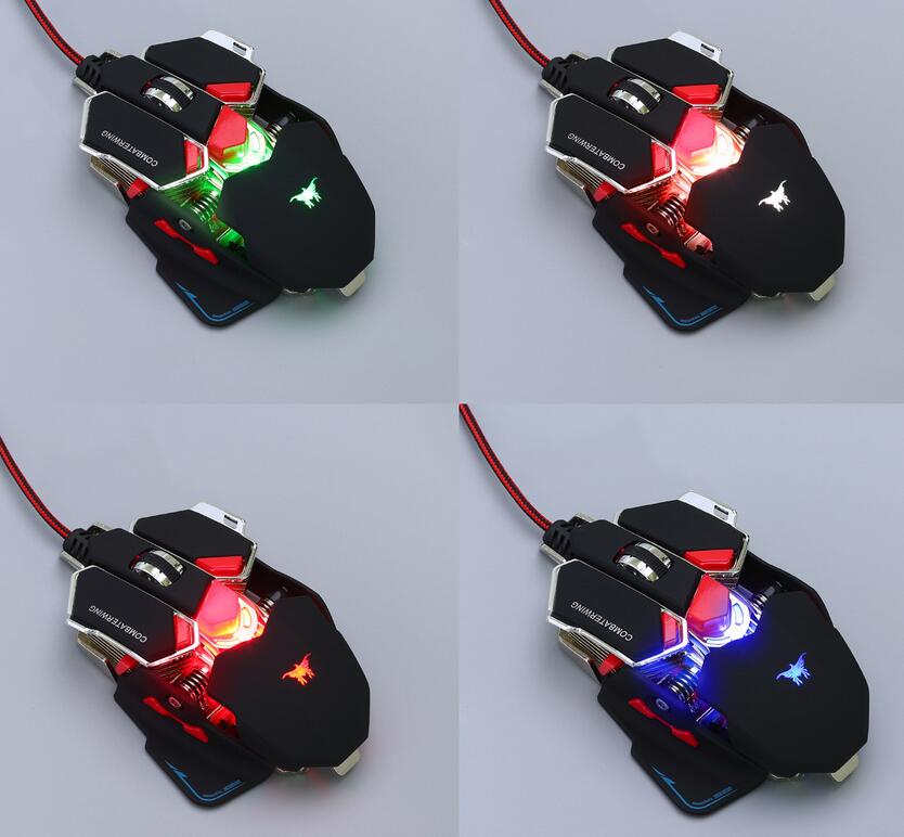 Combaterwing Customize 4 colors change light 4800DPI Gaming Mouse 